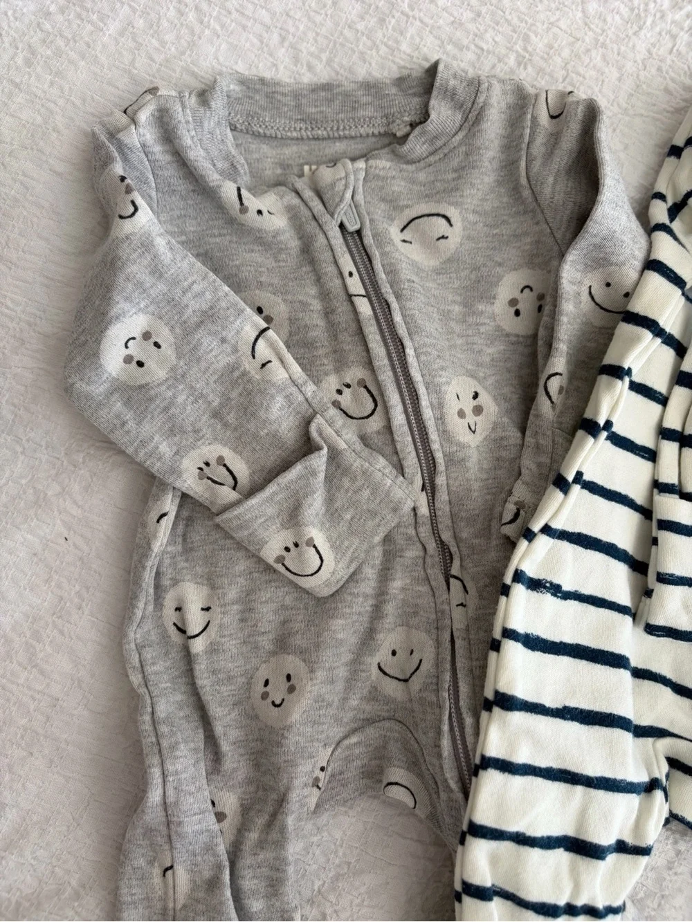 Striped Navy & White Baby Footed One-Piece